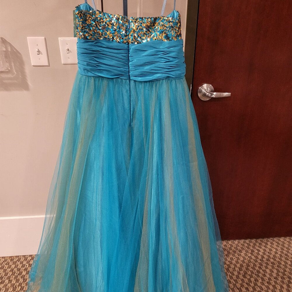 Let's Prom 5053 Size 16 Turquoise Dress - Picture 6 of 7